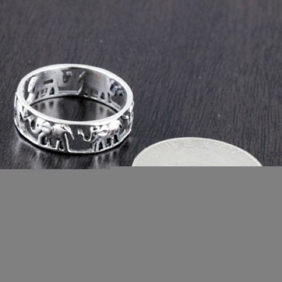Sterling Silver "Elephant Parade" Open Band Ring - Picture 2 of 3